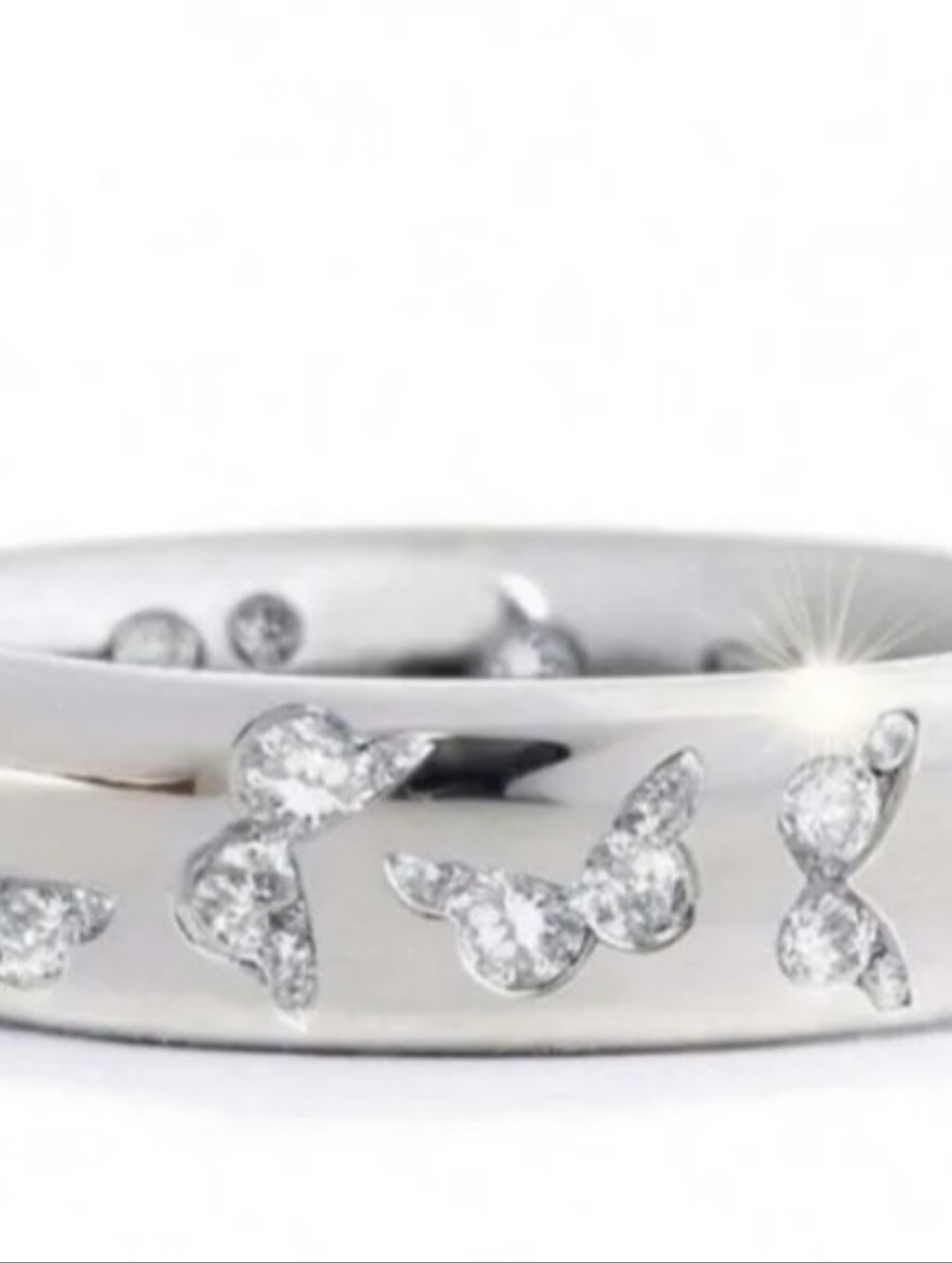 925 Sterling Silver Butterfly Band Ring with Clear Stones